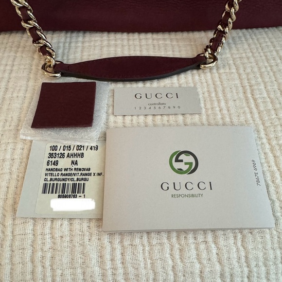 Gucci Soho Chain Zipped Bag Nubuck Burgundy - Picture 12 of 16
